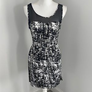 FOREVER 21 black and white dress with sweetheart neckline and mesh top